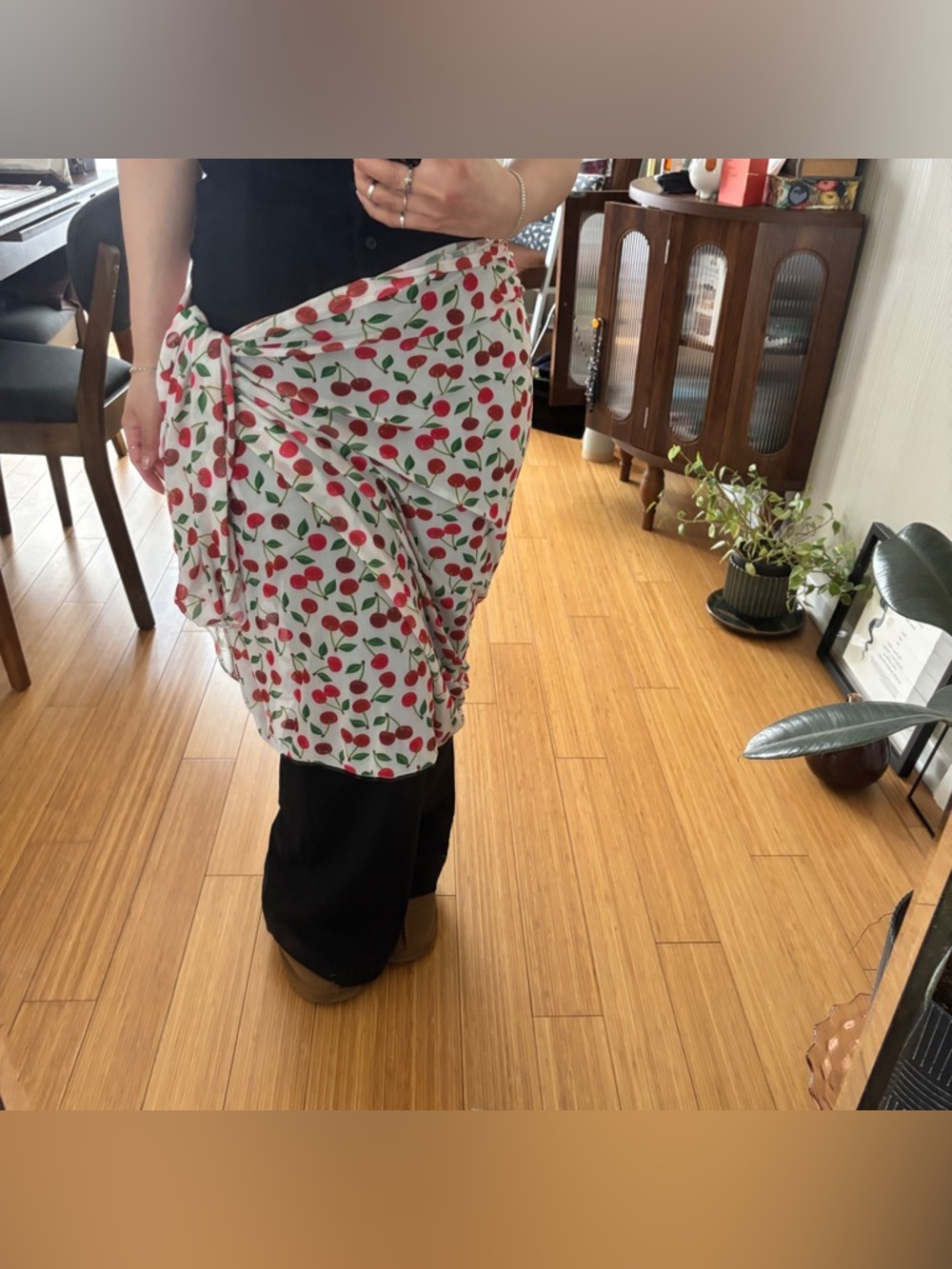 Cherry print swim coverup